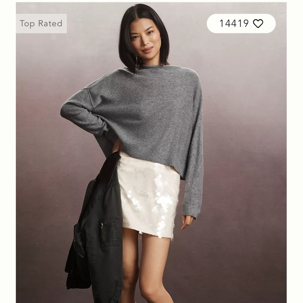 Pilcro Alani 100% cashmere mock neck boxy sweater